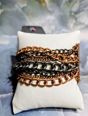 paparazzi Copper & Gunmetal Layered Chain Bracelet